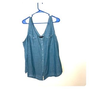 Torrid size 2 chambray button down tank top blouse